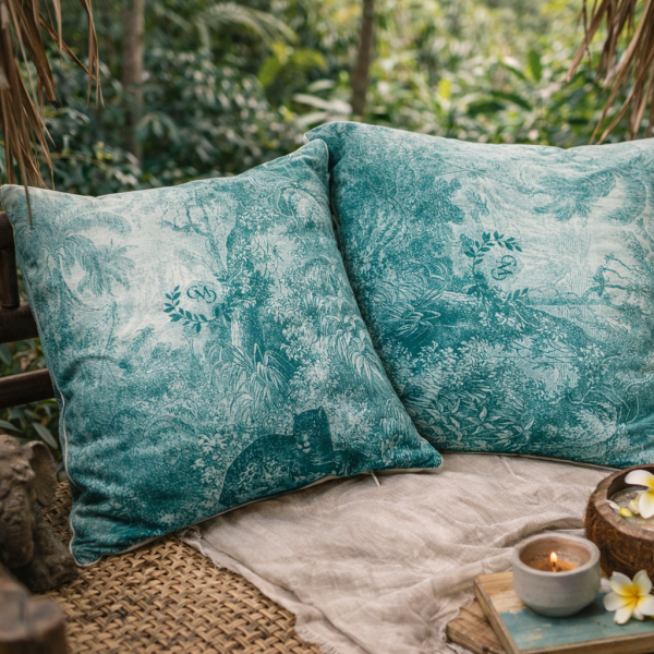 Jungle Émeraude – Coussins décoratifs aux teintes végétales pour un intérieur inspiré de la nature